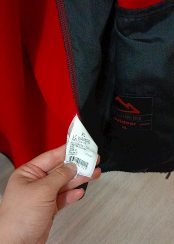 xl Beden siyah Renk Erkek Kırmızı Kapüşonlu Fermuarlı Ceket