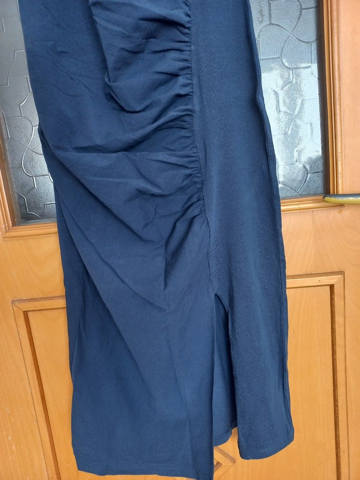 Lacivert Drapeli Midi elbise - Görsel 3
