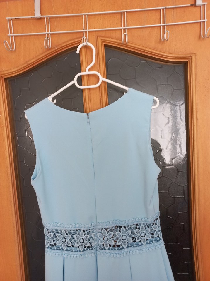 açık mavi kolsuz elbise - Görsel 3