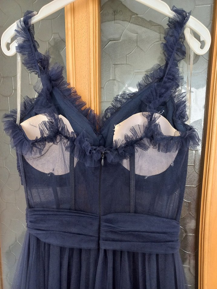 Lacivert kabarık tül abiye - Görsel 3