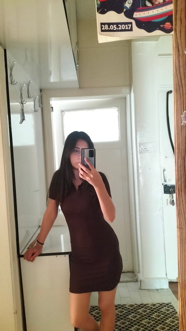 Kahverengi Mini günlük elbise - Görsel 4