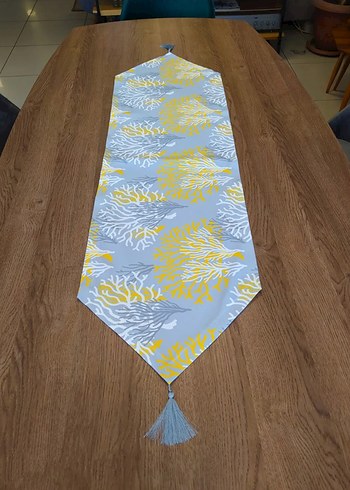 Sarı Gri mercan desen Runner - Görsel 2