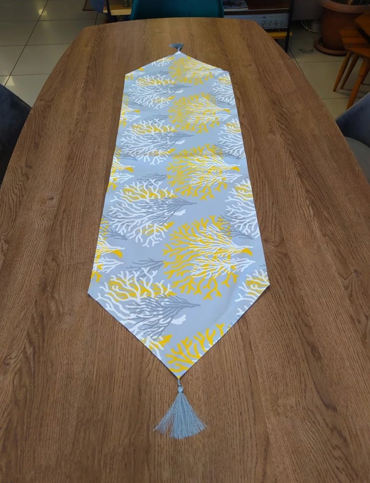 Sarı Gri mercan desen Runner - Görsel 2