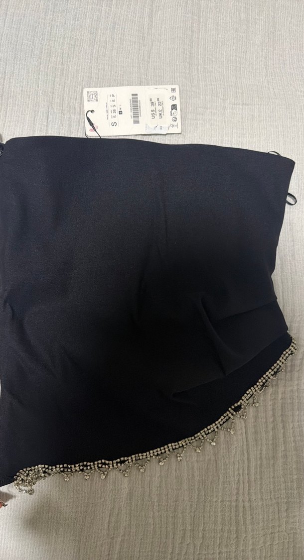 Taşlı Siyah Straplez üst — görsel 5/7