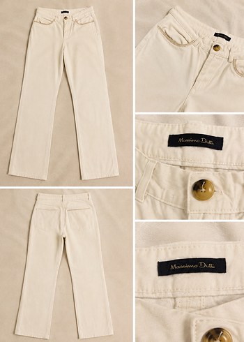 Massimo Dutti Ekru Duz Paca Jean