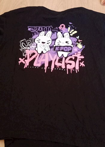 Kız Çocuk Siyah Pamuklu Baskılı Tişört - Görsel 3