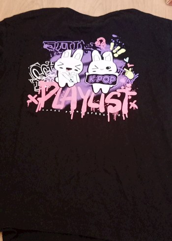 Kız Çocuk Siyah Pamuklu Baskılı Tişört - Görsel 4