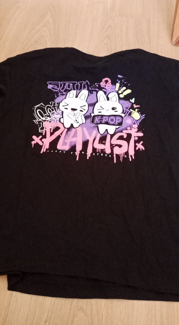 Kız Çocuk Siyah Pamuklu Baskılı Tişört - Görsel 3