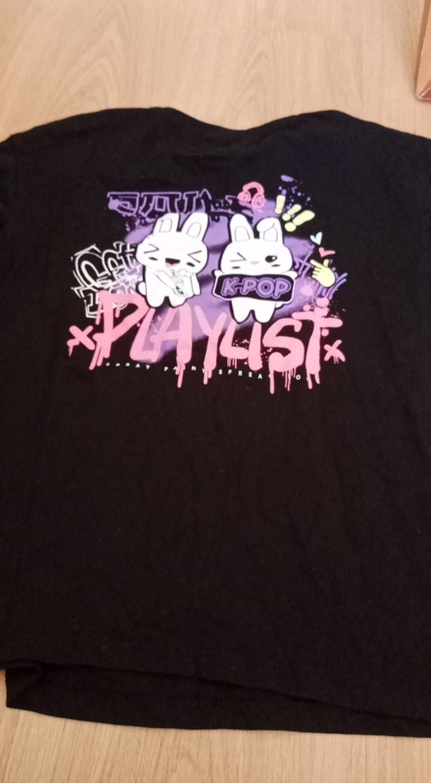 Kız Çocuk Siyah Pamuklu Baskılı Tişört - Görsel 4