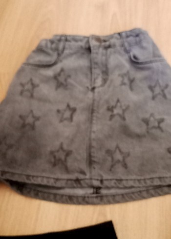 Gri Nakışlı Kız Denim Etek - Görsel 4