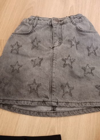 Gri Nakışlı Kız Denim Etek - Görsel 2