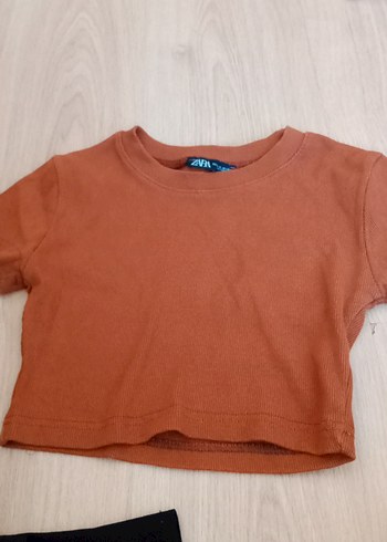 xs Beden Kahverengi Kısa Kollu Basic Tişört