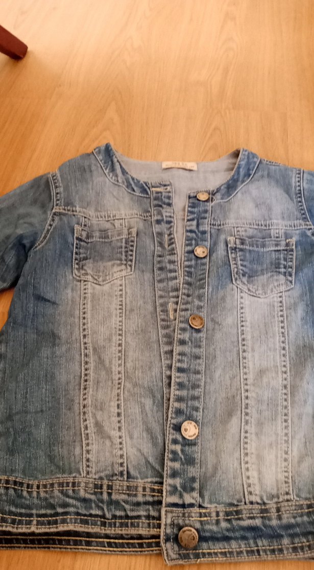 Düğmeli kot kız çocuk ceket - Görsel 2