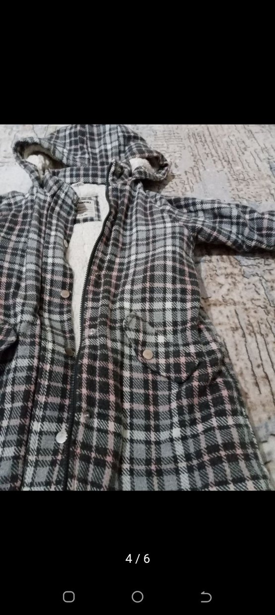 Gri Ekose Kadın ici yünlü cokkk güzel bir kız çocuk kaban - Görsel 3