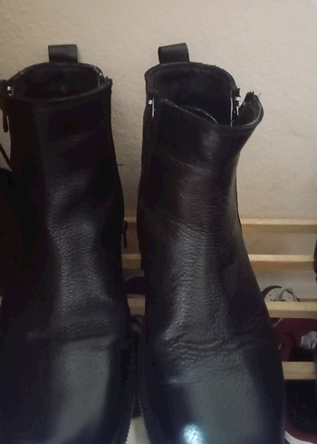 Siyah Deri Fermuarlı  erkek bot - Görsel 3