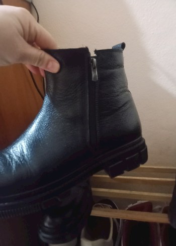 Siyah Deri Fermuarlı  erkek bot - Görsel 2