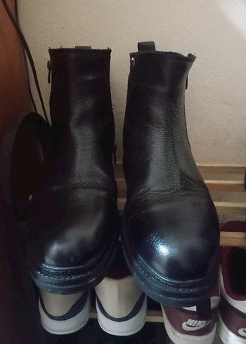 Siyah Deri Fermuarlı  erkek bot - Görsel 4