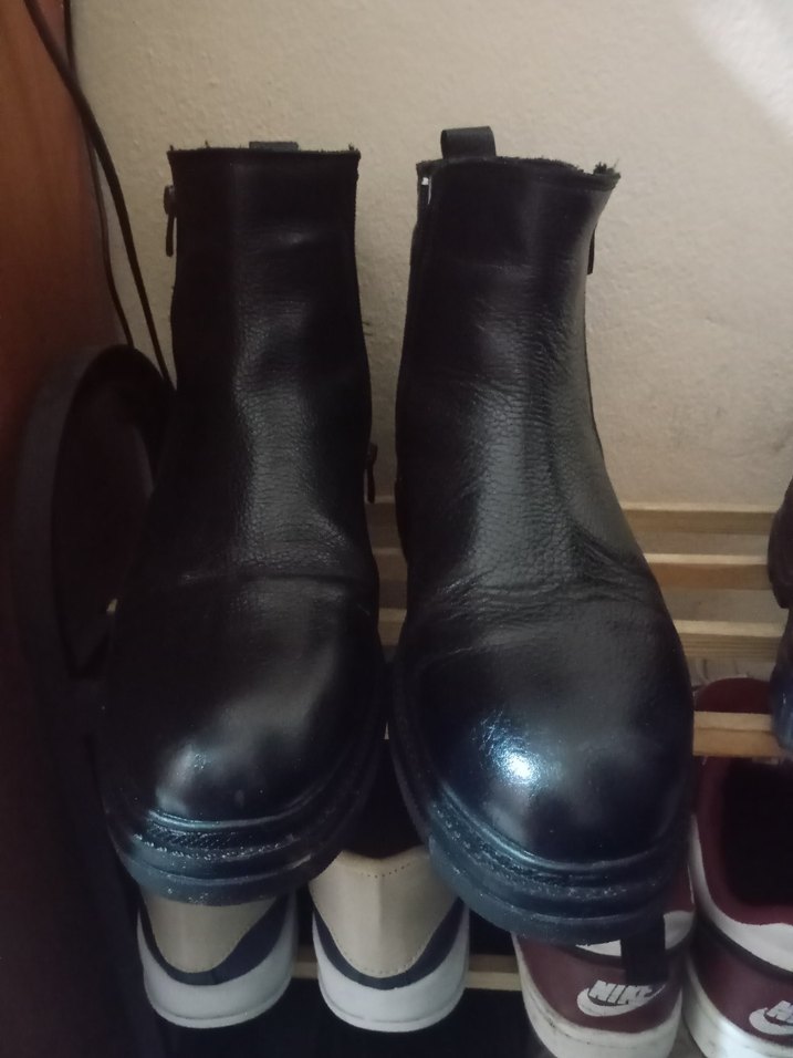 Siyah Deri Fermuarlı  erkek bot - Görsel 4