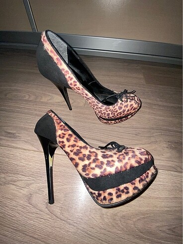 Marjin marka leopar desenli platform stiletto