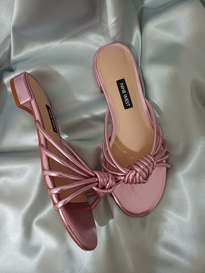 Pembe Parlak Kadın Topuklu Terlik - Görsel 3