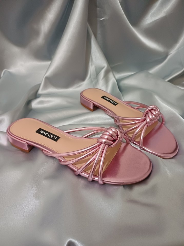 Pembe Parlak Kadın Topuklu Terlik - Görsel 2