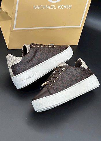 40 Beden kahverengi Renk Michael Kors Kahverengi Deri Platform Spor Ayakkabı