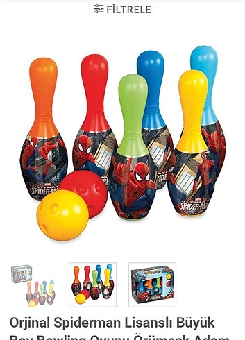  Beden Spiderman lisansli büyük boy bowling seti 