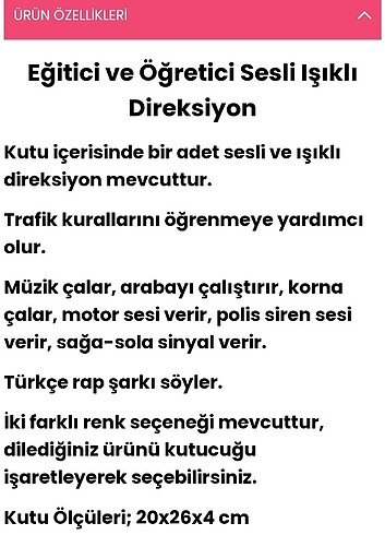  Beden Renk Işıklı müzikli direksiyon.. 