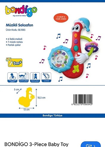 Fisher Price Bondigo müzikli saksafon 