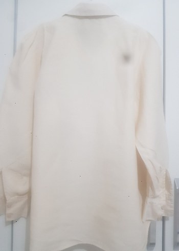 Zara krem Keten Düğmeli Gömlek - Görsel 5