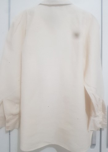 Zara krem Keten Düğmeli Gömlek - Görsel 4