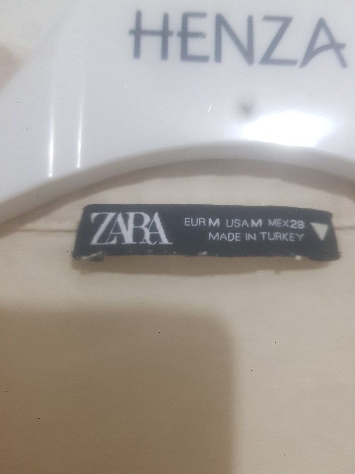 Zara krem Keten Düğmeli Gömlek - Görsel 3