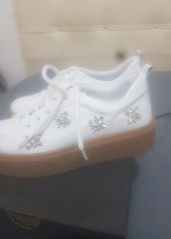 Beyaz Platform Topuklu Kadın Spor Ayakkabı - Görsel 2