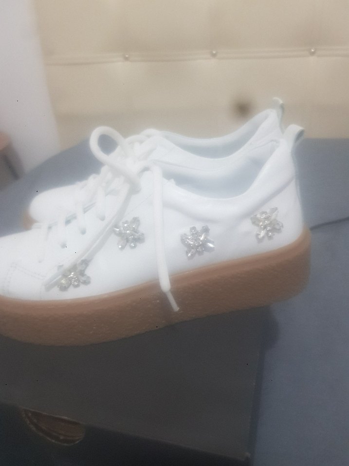 Beyaz Platform Topuklu Kadın Spor Ayakkabı - Görsel 2