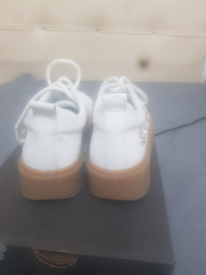 Beyaz Platform Topuklu Kadın Spor Ayakkabı - Görsel 5