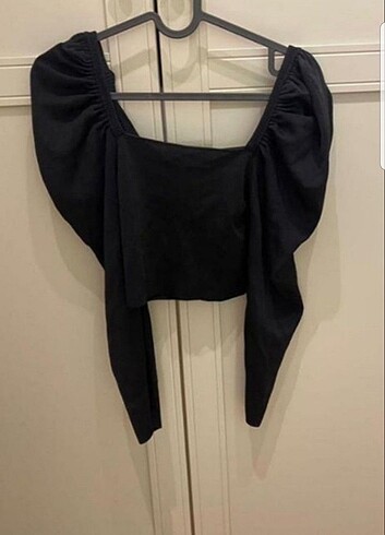 xs Beden siyah Renk Zara merserize crop üst 