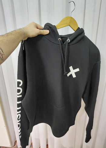 Siyah Kapüşonlu Rahat Kesim Sweatshirt - Görsel 3