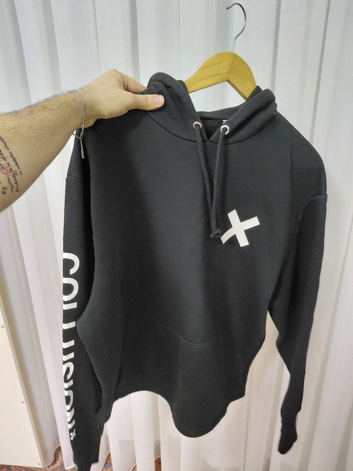 Siyah Kapüşonlu Rahat Kesim Sweatshirt - Görsel 3