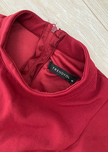 Bordo fırfır detay etek şort tulum - Görsel 3