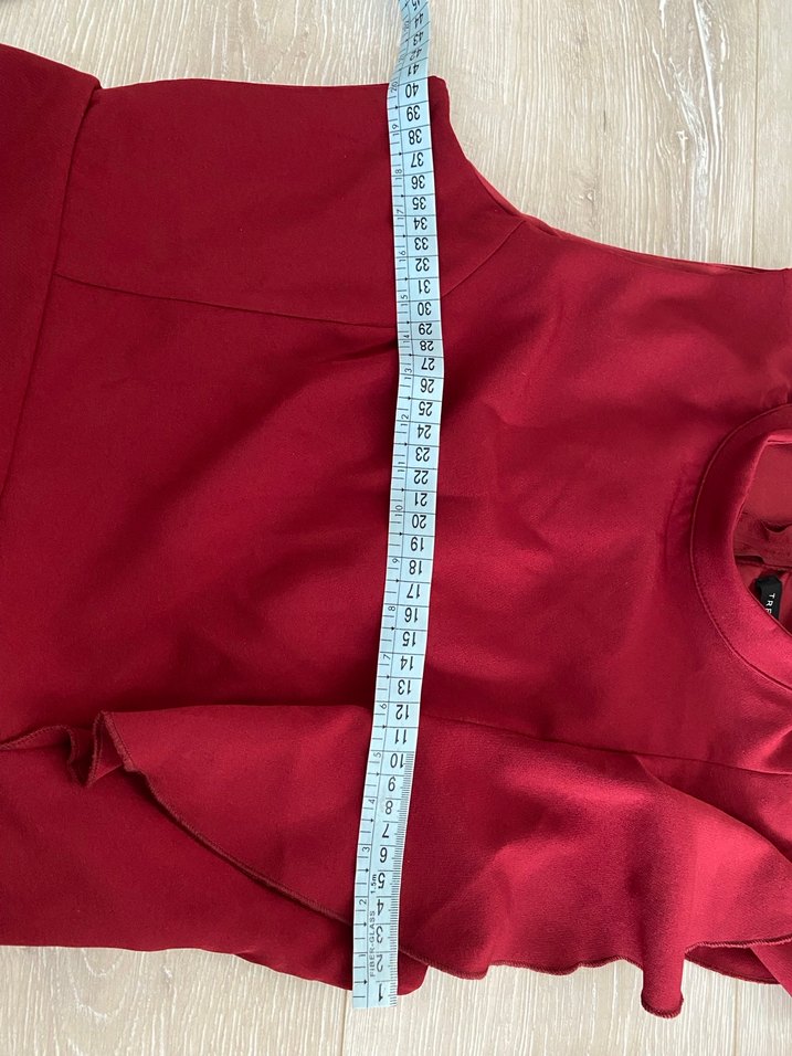 Bordo fırfır detay etek şort tulum - Görsel 5