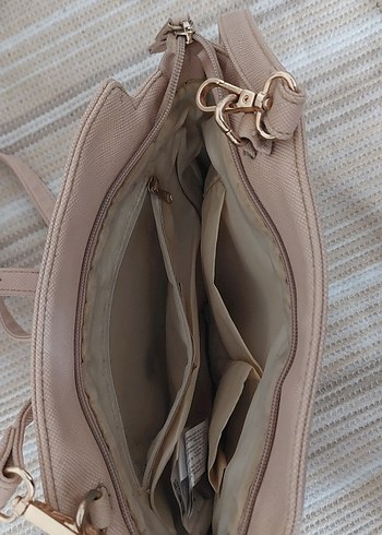 Bej Süet Tokalı Kadın Omuz Çantası - Görsel 5