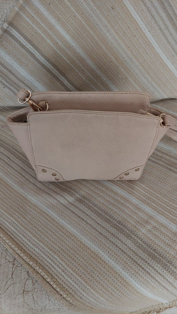 Bej Süet Tokalı Kadın Omuz Çantası - Görsel 2