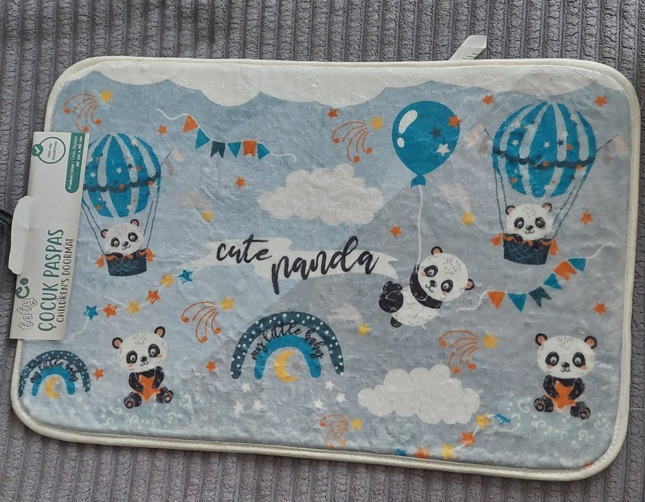 Çocuk odası için Çok Renkli Panda Desenli Paspas - Görsel 2