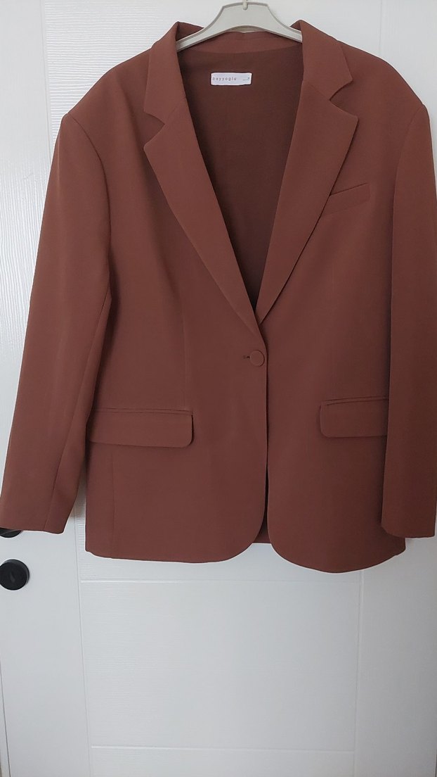 Klasik kahverengi kadın blazer ceket - Görsel 2