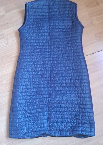 Uzun Lacivert Kadın Yelek Fermuarlı - Görsel 3