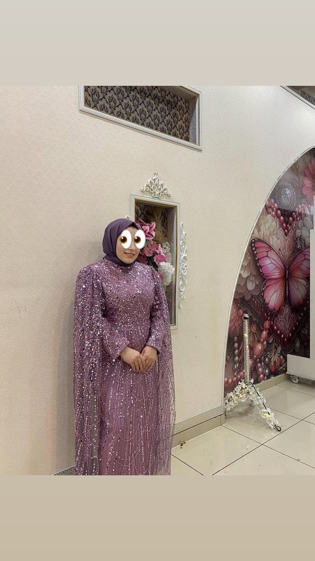 Mor Drapeli Uzun Abiye Elbise - Görsel 2