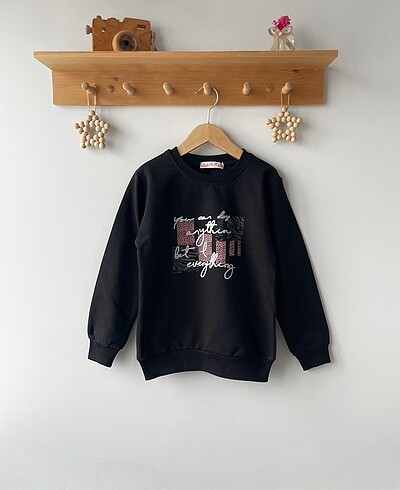 11-12 Yaş Beden Forgıven baskılı siyah sweat