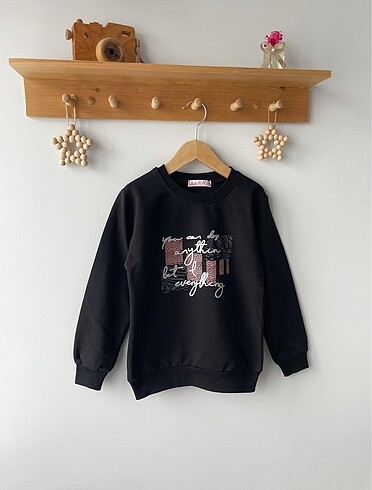 11-12 Yaş Beden siyah Renk Forgıven baskılı siyah sweat