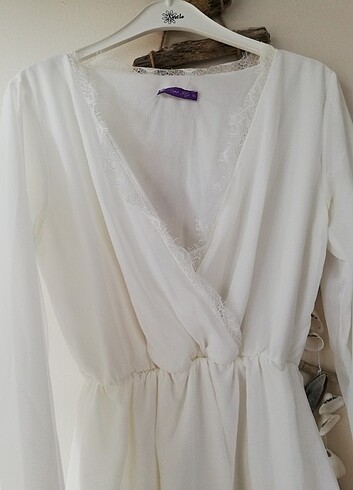 xl Beden beyaz Renk Tül transparan detaylı elbise beyaz 