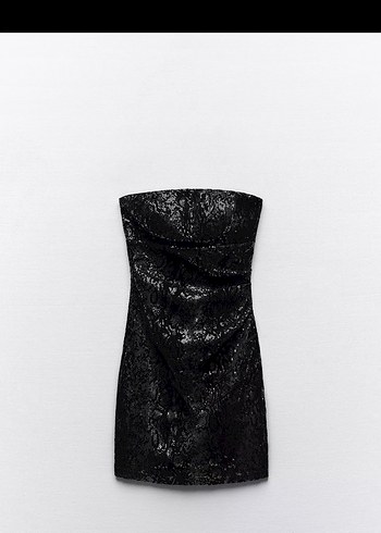 Siyah Parlak Yılan Derisi Desenli Mini Elbise - Görsel 2